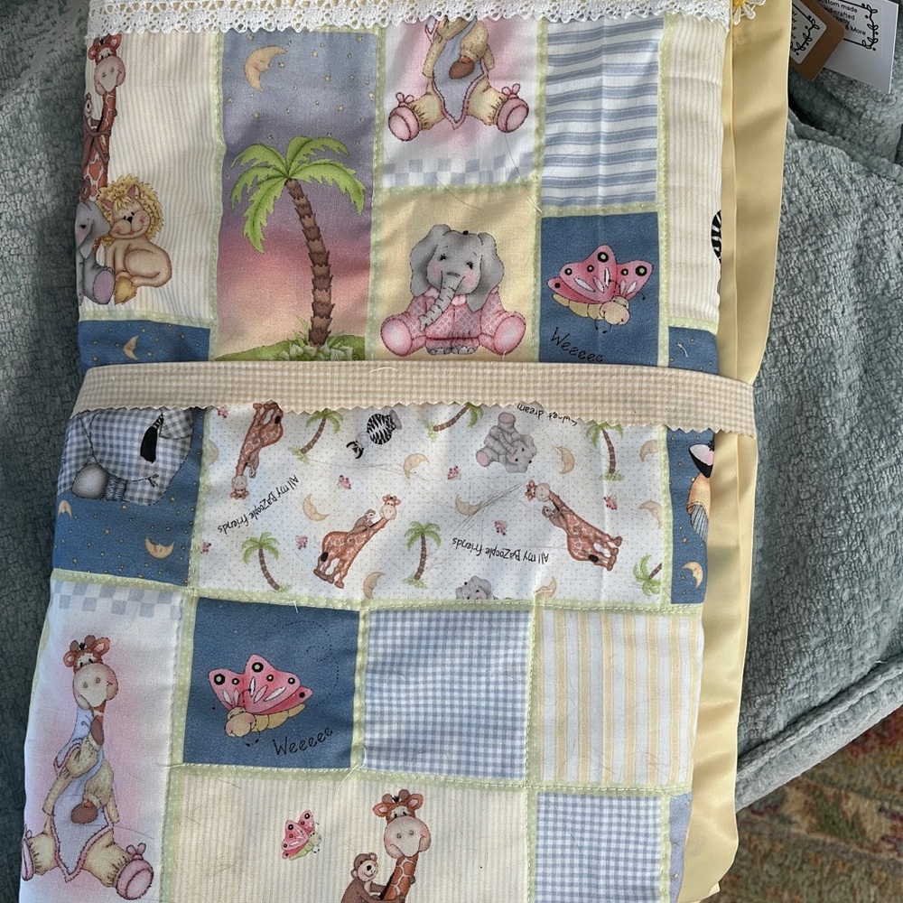 Handmade & curated in Charleston,SC crib size baby quilt jungle theme - Picture 4 of 4
